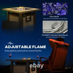 Propane Gas Fire Pit Table with Cover, 50,000 BTU Firepit