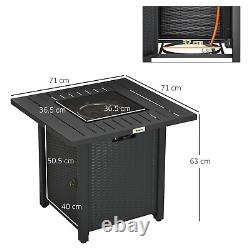 Rattan-Style Propane Gas Fire Pit Table with 40,000 BTU Burner Waterproof Cover