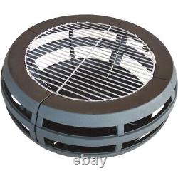 Round Fire Pit With BBQ Grill Outdoor Garden Heater Patio large Brazier 650mm