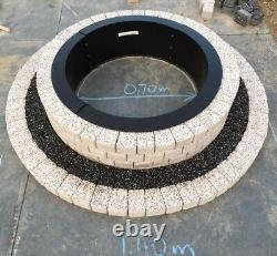 Round fire pit stone granite brick concrete garden BBQ fireplace white slab