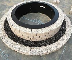 Round fire pit stone granite brick concrete garden BBQ fireplace white slab