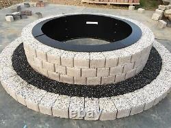 Round fire pit stone granite brick concrete garden BBQ fireplace white slab