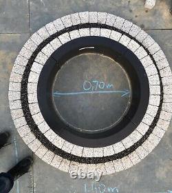 Round fire pit stone granite brick concrete garden BBQ fireplace white slab