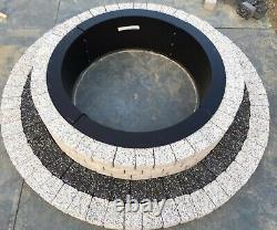 Round fire pit stone granite brick concrete garden BBQ fireplace white slab