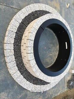 Round fire pit stone granite brick concrete garden BBQ fireplace white slab