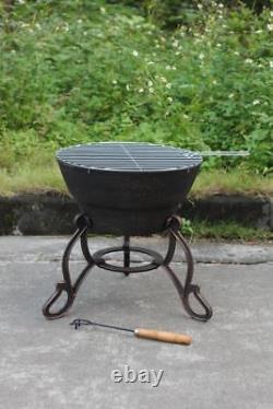 Safir Cast Iron Fire Bowl & BBQ Grill in One! Patio Heater Fire Pit Cast Iron