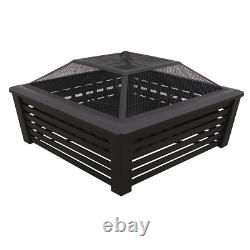 Sealey Dellonda 35 Square Outdoor Fire Pit Black With Mesh Safety Screen DG43