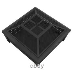 Sealey Dellonda 35 Square Outdoor Fire Pit Black With Mesh Safety Screen DG43