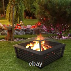 Sealey Dellonda 35 Square Outdoor Fire Pit Black With Mesh Safety Screen DG43