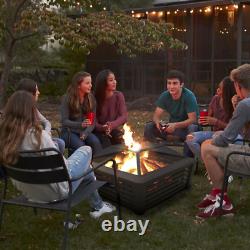 Sealey Dellonda 35 Square Outdoor Fire Pit Black With Mesh Safety Screen DG43