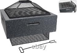 Square Fire Bowl Pit 52cm Garden Patio Outdoor Heating Brazier Heater BBQ Rack