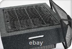 Square Fire Bowl Pit 52cm Garden Patio Outdoor Heating Brazier Heater BBQ Rack