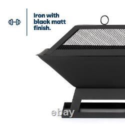 Square Fire Pit BBQ Grill Outdoor Garden Firepit Brazier Stove Patio Heater