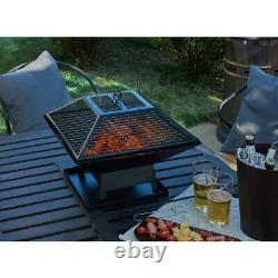 Square Fire Pit BBQ Grill Outdoor Garden Firepit Brazier Stove Patio Heater