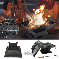 Square Fire Pit Bbq Grill Outdoor Garden Firepit Brazier Stove Patio Heater New