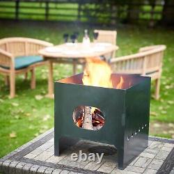 Square Fire Pit, Wood, Charcoal, 13 UK Made Outdoor, Camping Thick Mild Steel