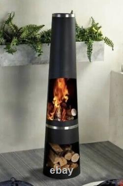 Steel Chiminea Large Fire Pit Outdoor Garden Patio Deck Heater Black Mauna Kea