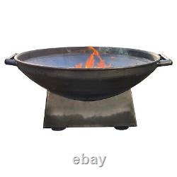 Steel Fire Pit Bowl With Stand Outdoor BBQ Firepit Garden Stove Patio Heater