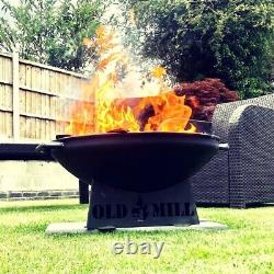 Steel Fire Pit Bowl With Stand Outdoor BBQ Firepit Garden Stove Patio Heater