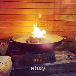 Steel Fire Pit Bowl With Stand Outdoor BBQ Firepit Garden Stove Patio Heater