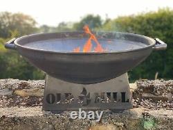 Steel Fire Pit Bowl With Stand Outdoor BBQ Firepit Garden Stove Patio Heater