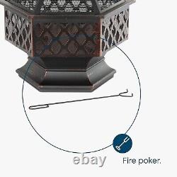 Steel Hexagonal Fire Pit BBQ Grill Outdoor Garden Patio Heater Brazier Stove