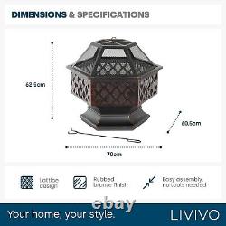 Steel Hexagonal Fire Pit BBQ Grill Outdoor Garden Patio Heater Brazier Stove