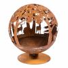 Steel Lasercut Woodland Scene Fire Pit Globe Bowl Fire Drum For Outside Use