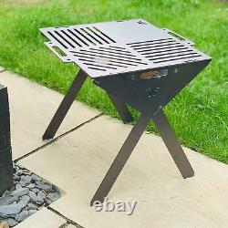 Tall Collapsible Fire Pit Bbq Portable Camping Caravan Flat Pack Free Fire Log