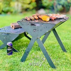 Tall Collapsible Fire Pit Bbq Portable Camping Caravan Flat Pack Free Fire Log