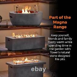 Tower Magna Gas Fire Pit with Smokeless Flame, Round, Magnesium Oxide T978527