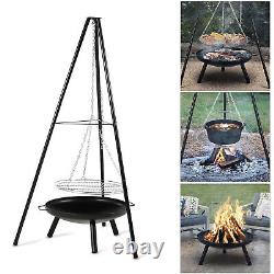 Tripod Outdoor Fire Pit BBQ Bowl Round Garden Patio Extra Large Barbecue Grill