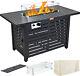 Vevor 43 Outdoor Propane Gas Fire Pit Table 50000 Btu With Glass Tabletop & Lid