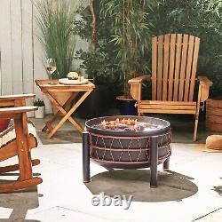 VonHaus Fire Pit, 2 in 1 Firepit with BBQ Cooking Grill for Garden & Patio