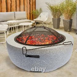 Barbecue à bol de feu avec support de brûleur à bois pour jardin terrasse extérieure chauffage au charbon camping