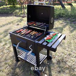 Barbecue au charbon de bois Anthracite Barbecue Chariot en acier inoxydable Support de grille Brasero Extérieur
