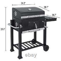 Barbecue au charbon de bois Anthracite Barbecue Chariot en acier inoxydable Support de grille Brasero Extérieur