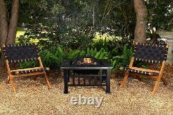 Barbecue de fosses à feu carrées en pierre extérieure, table de feu Amazon pour jardin, diamètre de 32 pouces