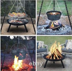 Barbecue de jardin rond extra large avec trépied pour feu en plein air
