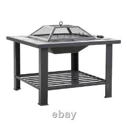 Barbecue grill de foyer extérieur pour table de jardin avec chauffage de patio, cuisinière à brûleur et étagère à bûches au Royaume-Uni