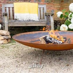 Brasero de jardin en acier Corten avec bol d'eau de 120cm pour chauffer la terrasse ou le jardin