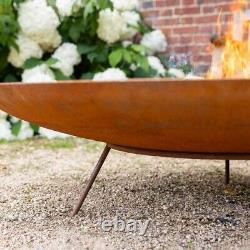 Brasero de jardin en acier Corten avec bol d'eau de 120cm pour chauffer la terrasse ou le jardin