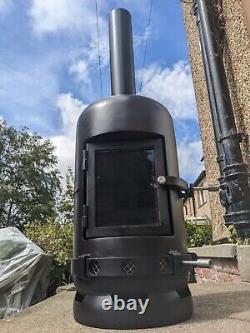 Brûleur de bûches en bouteille de gaz fait main avec verre