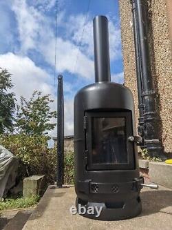 Brûleur de bûches en bouteille de gaz fait main avec verre