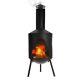 Chauffage De Terrasse Au Gaz, Barbecue De Jardin, Brasero Extérieur En Acier Noir Avec Support à Bûches