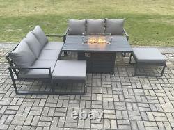 Ensemble de canapé de table à manger de foyer de gaz de meubles de jardin extérieur en aluminium Fimous