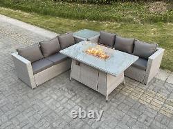 Ensemble de tables de chauffage à gaz pour meubles de jardin en rotin PE extérieur de luxe