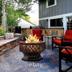 Foyer de feu avec grille de barbecue Hexagonal Poêle à bois extérieur Brasero Chauffage