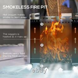 Foyer de feu en acier inoxydable sans fumée Outsunny 48,5 cm, Argent