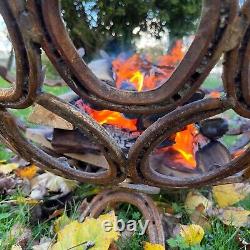 Foyer de feu en fer à cheval fait main de 100 cm de diamètre